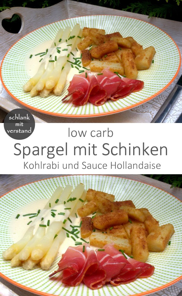 low carb Spargel mit Schinken und Sauce Hollandaise