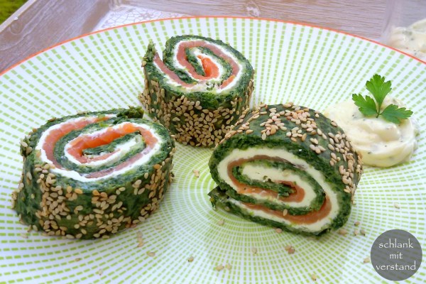 low carb Spinat-Lachs-Rolle