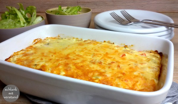 Pikanter Quarkauflauf low carb Rezept