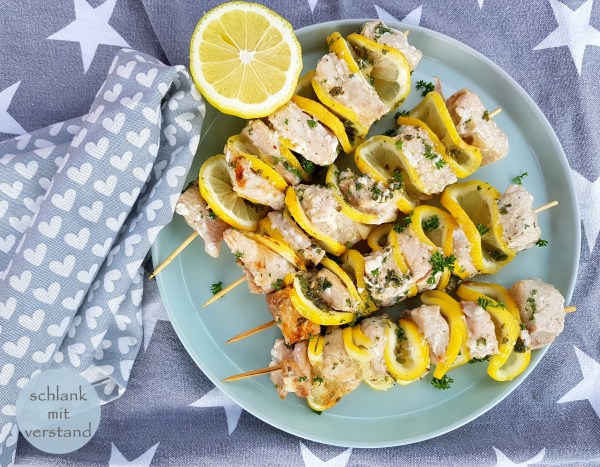 Lachs-Zitronen Spieße grillen low carb
