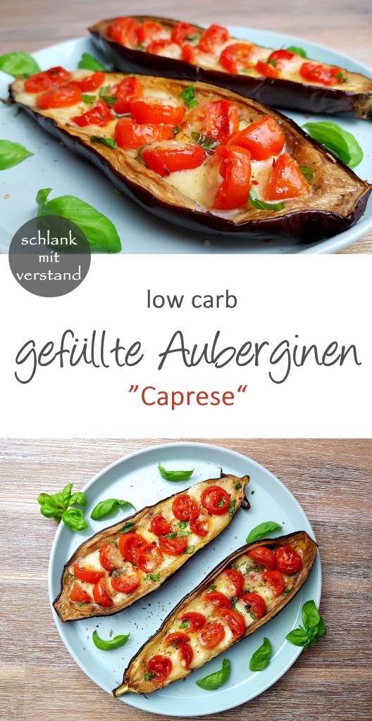 low carb gefüllte Auberginen Caprese