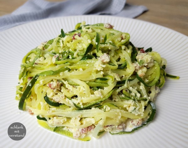 low carb Zucchini Nudeln Carbonara Rezept