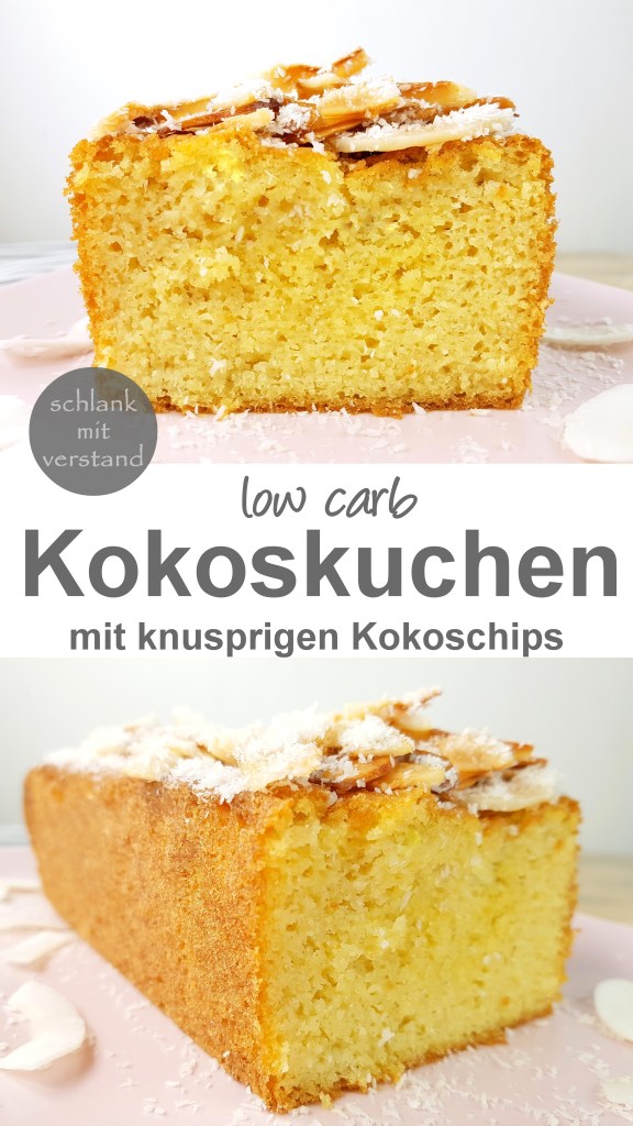 low carb Kokoskuchen mit knusprigen Kokoschips