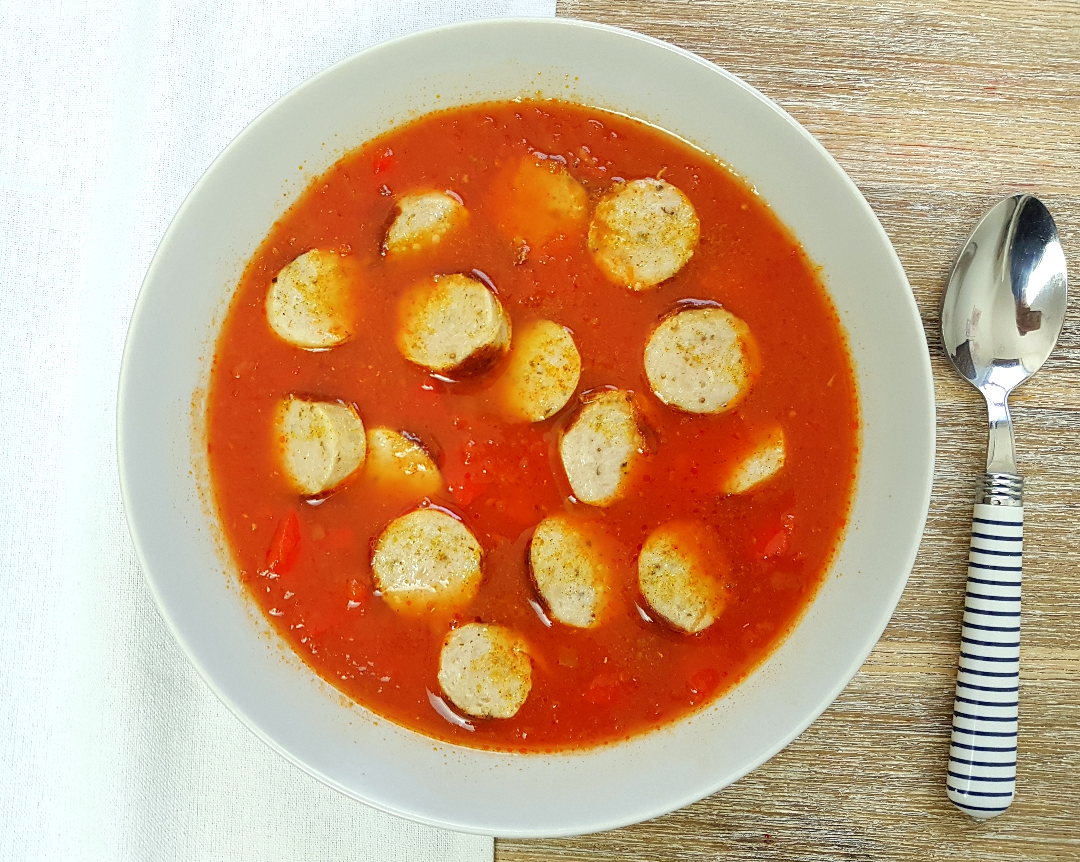 low carb Currywurstsuppe