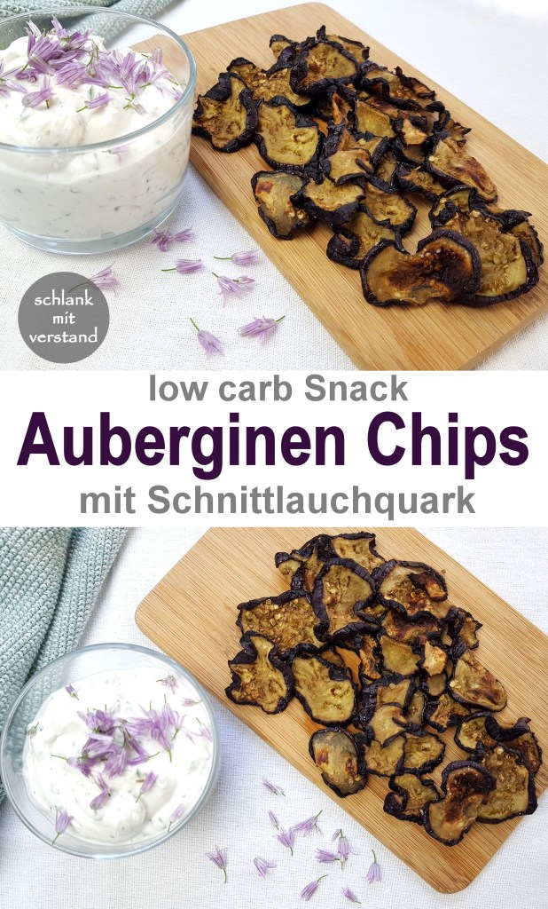 Auberginen Chips mit Schnittlauchquark low carb